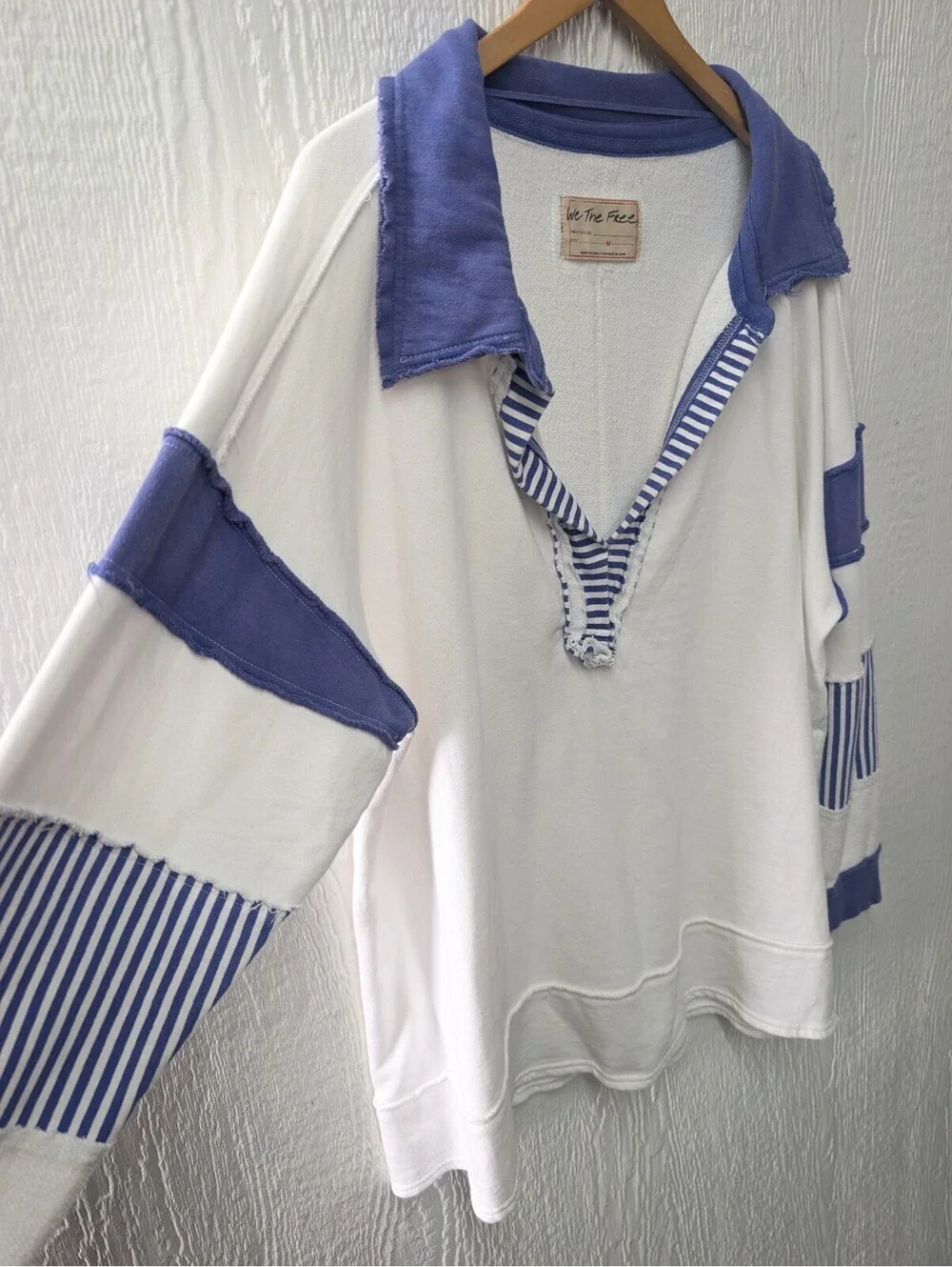 Free People We The Free Clean Prep Polo Pullover Top Oversized Striped Medium
